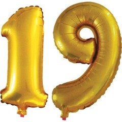 19 Yaş Sayı Folyo Balon Altın 90 cm