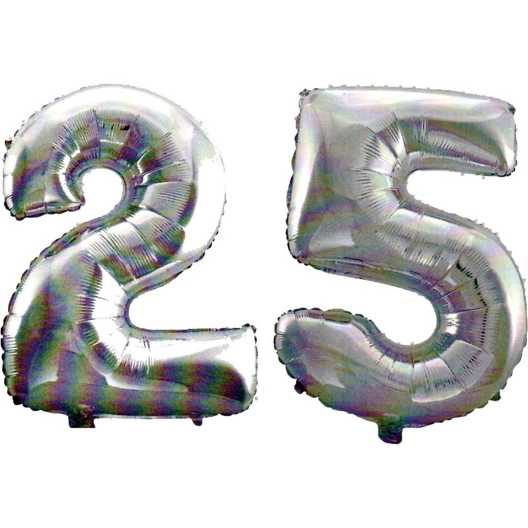 25 Yaş Sayı Folyo Balon Gümüş 90 cm