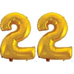 22 Yaş Sayı Folyo Balon Altın 90 cm