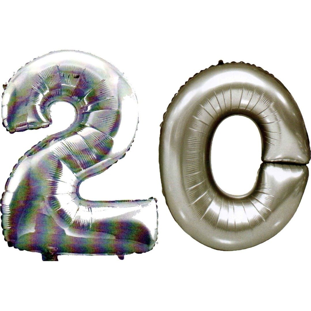 20 Yaş Sayı Folyo Balon Gümüş 90 cm