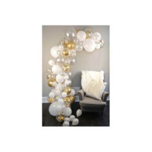 Altın-Beyaz-Şeffaf Renkler Dekorasyon Balon Zinciri 100 BALON