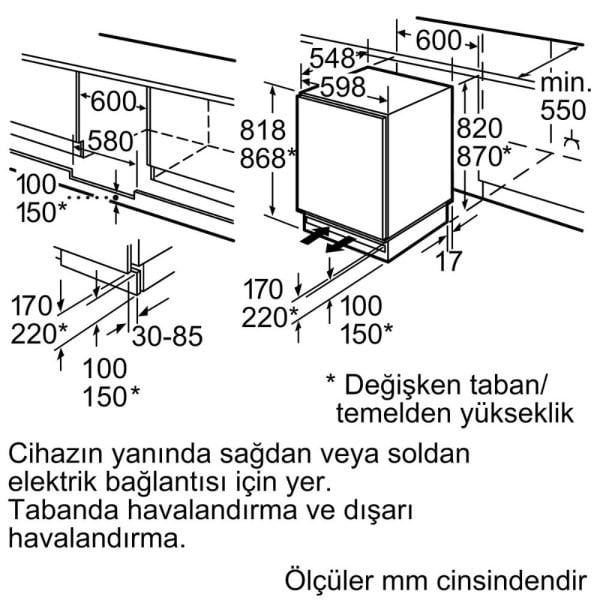 Siemens KU15RAFF0 iQ500 Tezgah Altı Ankastre Soğutucu