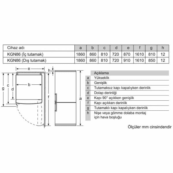 Siemens KG86BCIE0N iQ500 Alttan Donduruculu Buzdolabı