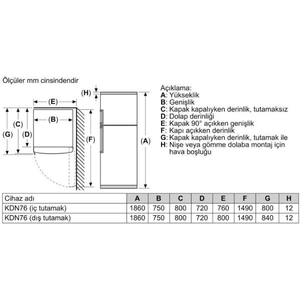 Siemens KD76NXWE0N iQ300 Üstten Donduruculu Buzdolabı