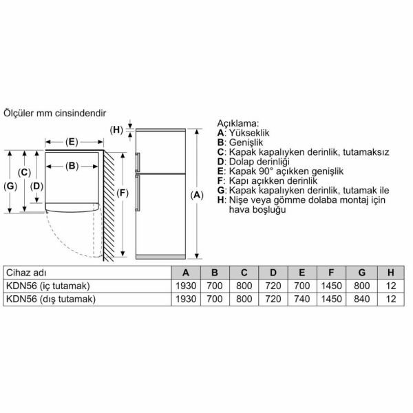 Siemens KD56NXWE0N iQ300 Üstten Donduruculu Buzdolabı