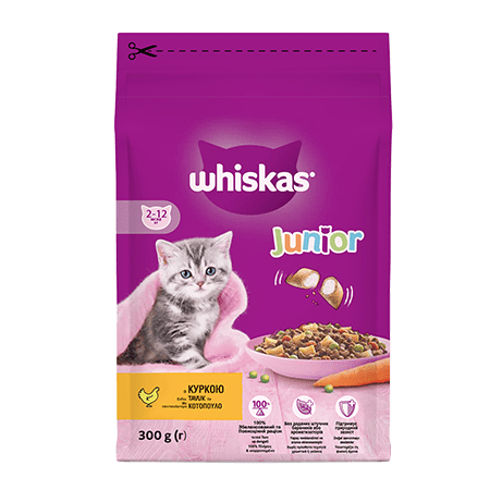 WHISKAS Yavru Tavuklu Kuru Mama 300 Gram 7 ADET