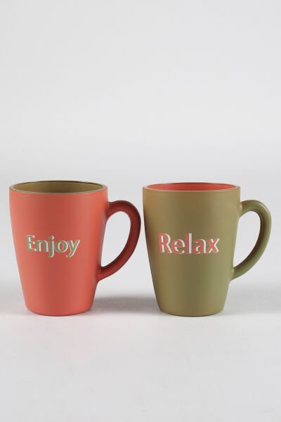 Motto Relax&Enjoy Sloganlı 2'li Kupa Seti