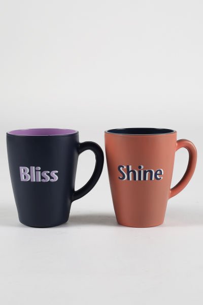 Motto Shine&Bliss Sloganlı 2'li Kupa Seti