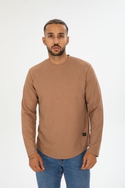 Jakarlı Viskon Bisiklet Yaka Oval Kesim Sweatshirt