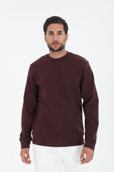 Ribana Kumaş Bisiklet Yaka Basic Sweatshirt