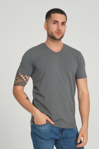 V Yaka Basic Slim Fit T-Shirt