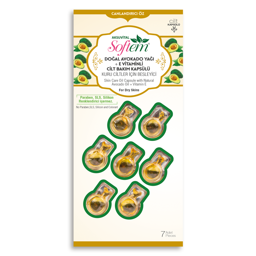 Softem Avokado Yağı + E Vitaminli Cilt Bakım Kapsülü Aksu Vital