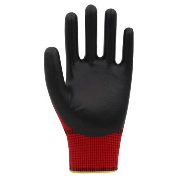 Beybi PN5 Polyester Örme Nitril Eldiven Kırmızı-Siyah No 9