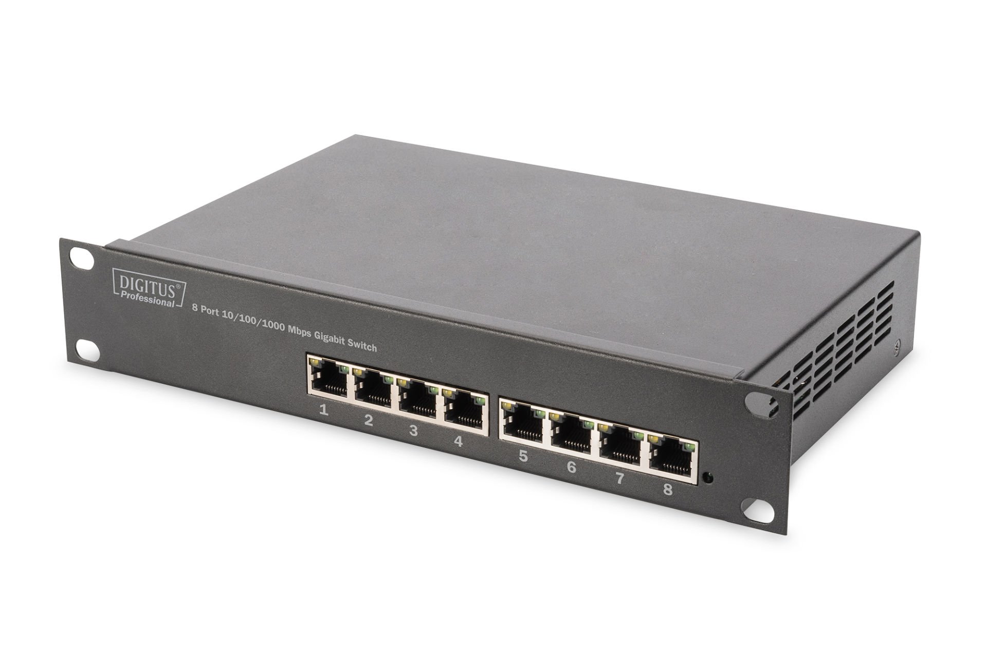 Assmann Digitus Yönetilemeyen 8 Port 1000Base-T Gigabit Switch, Masaüstü Tip, 10-Inch Duvar Kabinetleri İçin Uygun