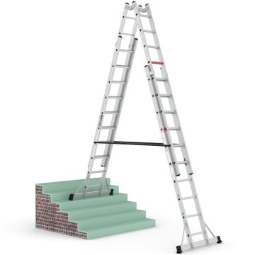 Çağsan A Tipi Çift Taraflı Sürgülü Alüminyum Merdiven 2x10 Basamaklı - TA003