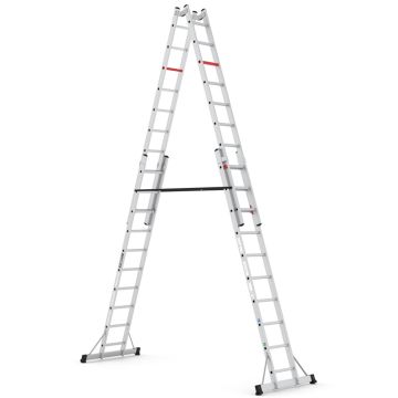 Çağsan A Tipi Çift Taraflı Sürgülü Alüminyum Merdiven 2x10 Basamaklı - TA003