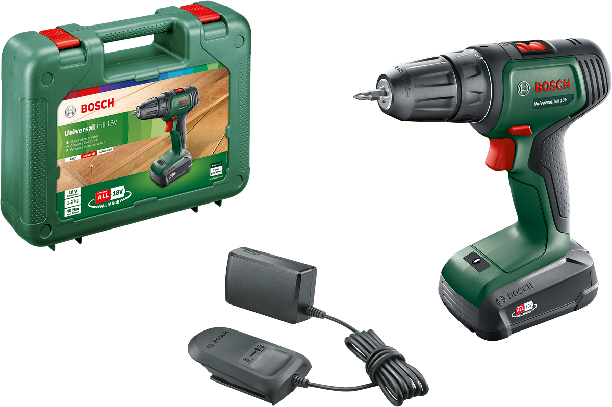 Bosch Akülü Vidalama Matkabı UniversalDrill 18 (1 x 1,5 Ah Akü) - 06039D4001