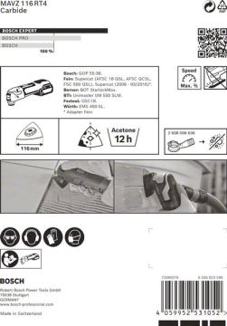 Bosch Starlock Aksesuarı / Expert StarlockMax Testere Ucu MM MAVZ116RT4 (1 Adet) - 2608900053