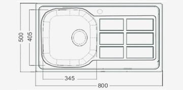 Artenova Ankastre Eviye Mat 1 Hazneli Damlalıklı Eviye (Sifon Hariç) 435x760 mm (AE765)