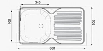 Artenova Ankastre Eviye Mat 1 Hazneli Damlalıktan Taşmalı Eviye (Sifon Dahil S-002) 435x860 mm (AE8650T)
