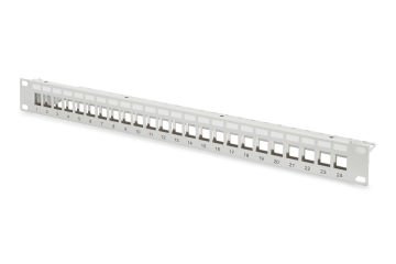 Assmann Digitus 24 Port Boş Patch Panel, Zırhlı, 1U Yüksekliğinde, Gri Renk