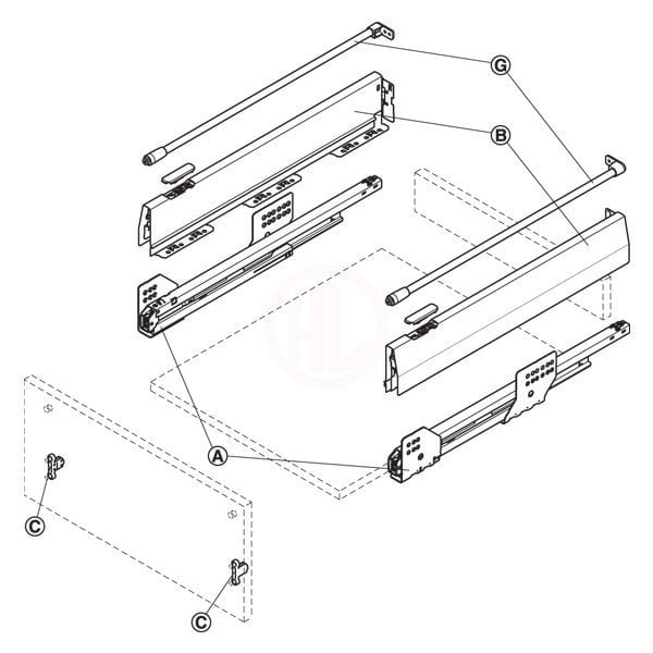 Hafele Matrix Box P Y.Bor Gri 18/92/500 mm Vd. - 551.77.505