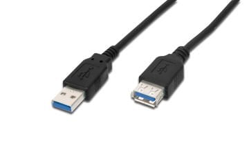 Assmann Usb 3.0 Uzatma Kablosu, Usb A Erkek - Usb A Dişi, 3 Mt, Awg 28, 2X Zırhlı, Ul, Siyah