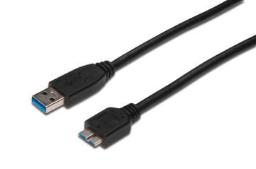 Assmann Usb 3.0 Bağlantı Kablosu, Usb A Erkek - Usb Micro B Erkek, 1 Mt, Awg 28, Usb 3.0 Uyumlu, Ul, Siyah Renk (Dk-300116-010-S)