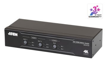 Aten 2 X 2 True 4K Hdmı Matrix Switch With Audio De-Embedder