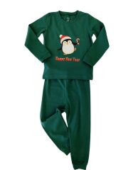 Yeni Yıl Konseptli Yeşil Penguen Pijama Takımı
