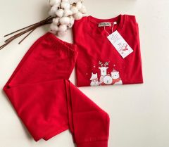 Yeni Yıl Family Kırmızı Pijama Noel Konseptli