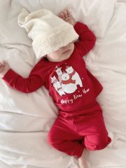 Yeni Yıl Family Kırmızı Pijama Noel Konseptli
