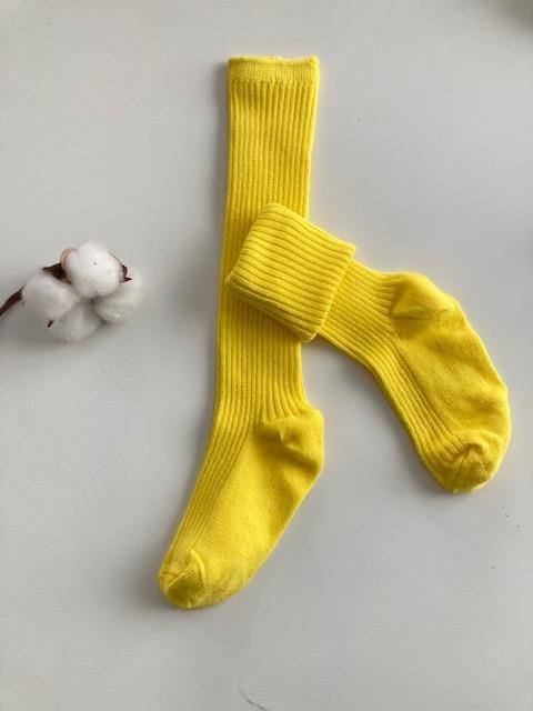 Sarı Dizaltı Fitilli Çorap