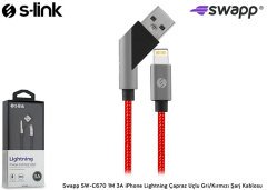 S-link Swapp SW-C670 1M 3A iPhone Lightning Çapraz Uçlu