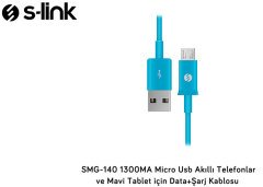 S-link SMG-140 1.3A Micro Usb Mavi Data + Şarj Kablosu