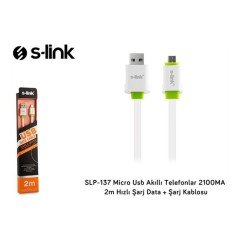 S-link SLP-137 2m Hızlı Şarj Data + Şarj Kablosu 2100MA Micro Usb