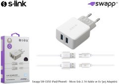 S-LINK SWAPP SW-C650 IPAD/IPHONE6 - MICRO USB 2.1A KABLO VE EV ŞA
