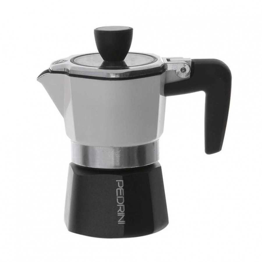 PEDRINI MOKA POT 3 CUPS SİYAH BEYAZ ŞEFFAF KAPAKLI