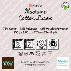 YARNART MACRAME COTTON LUREX - SİMLİ MAKROME EL ÖRGÜ İPİ