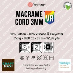 YARNART MACRAME CORD 3 MM VR - MAKROME EL ÖRGÜ İPİ