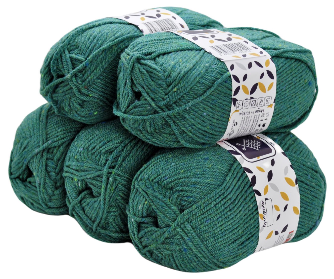 Yün Karışımlı Tweed Yeşil 5'li Paket