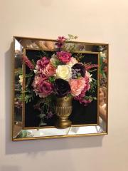 Yapay Çiçekli & Aynalı Kare Tablo
