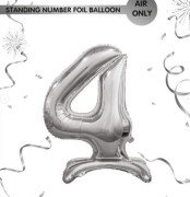 Ayaklı Gümüş Renkli 4 Rakam Folyo Balon