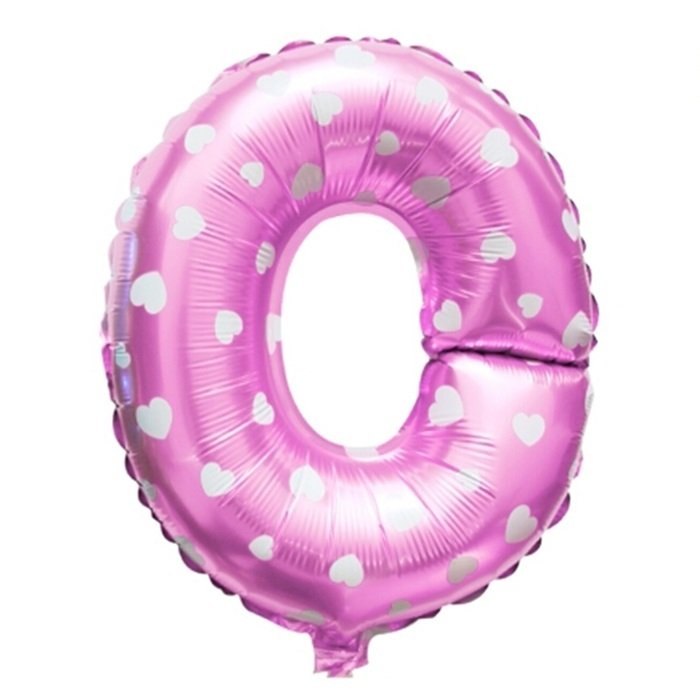 O Harf Pembe Kalpli Folyo Balon 16 inç