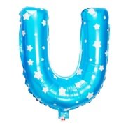 U Harf Mavi Yıldız Folyo Balon 16 inç