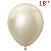 18'' Mirror Balloons White Gold 1 adet
