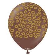 Kalisan 12'' Safari çikolata kahve leopard baskı balon 25 li pk