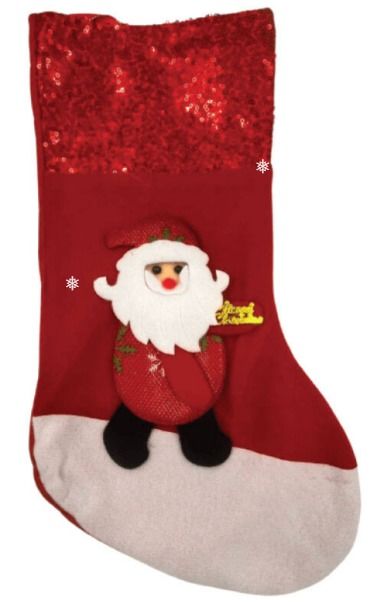 Yılbaşı Çorabı Büyük Pullu Figürlü Noel Baba