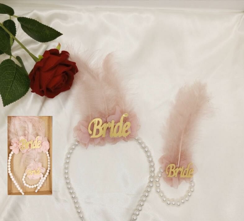 Bride İncili 2'li set pudra gold