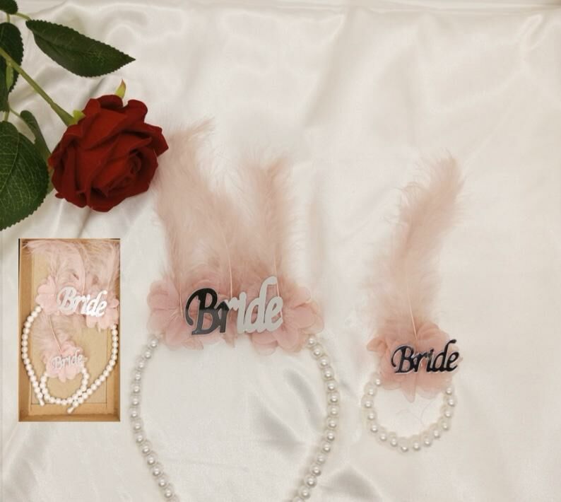 Bride İncili 2'li set pudra gümüş